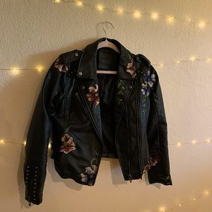 BlankNYC Leather Embroidered Jacket, Size M